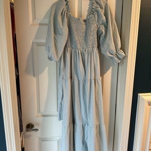 Green check boho dress